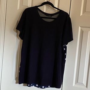 Navy polka dot blouse